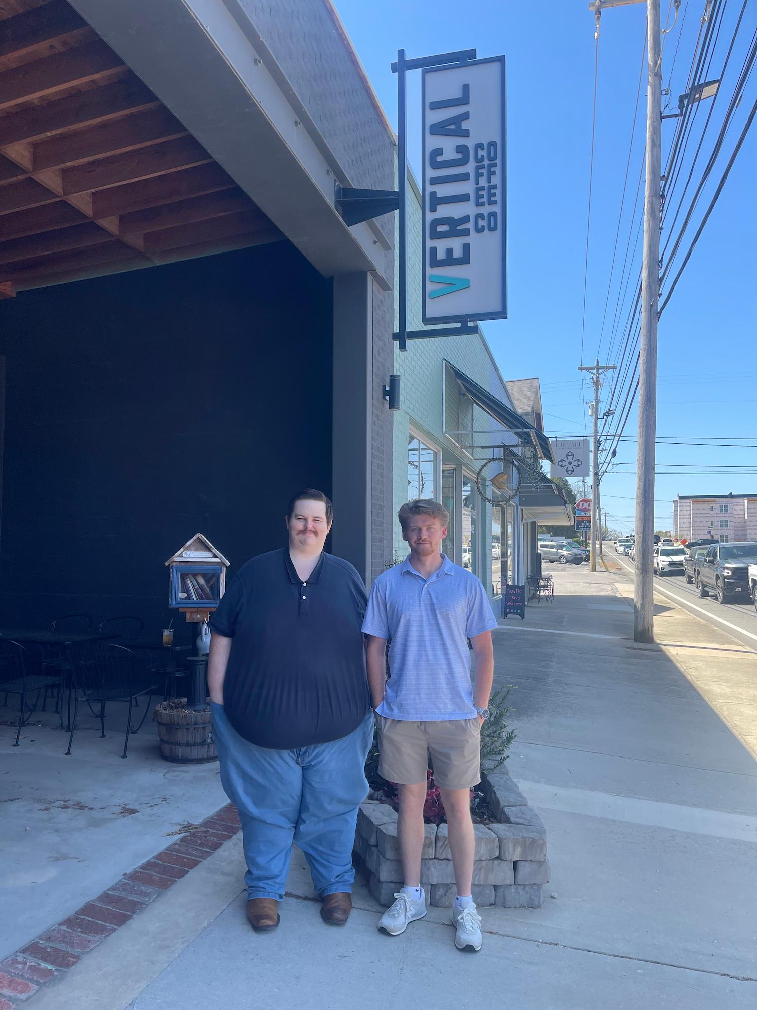 Noah with Andy Crockett at Vertical Coffee