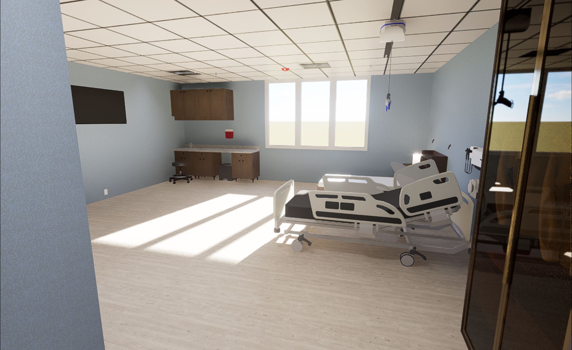 Hospital bed view window